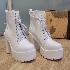 White Platform booties